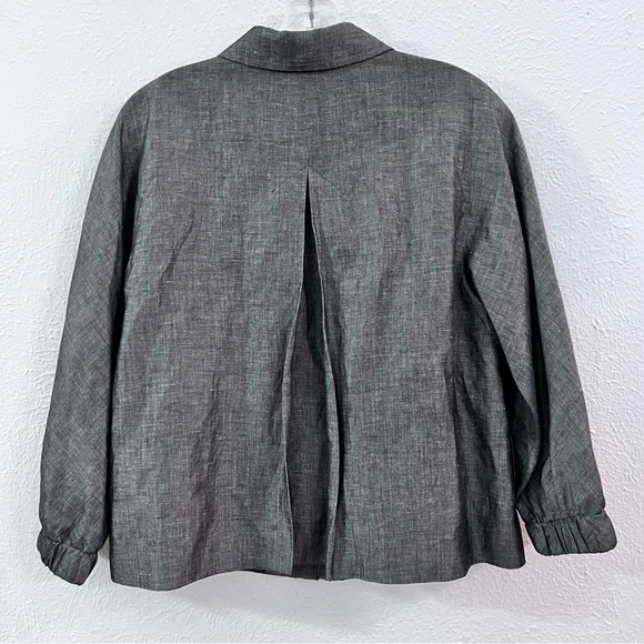 Talbots gray linen zip up blazer jacket - Picture 6 of 12